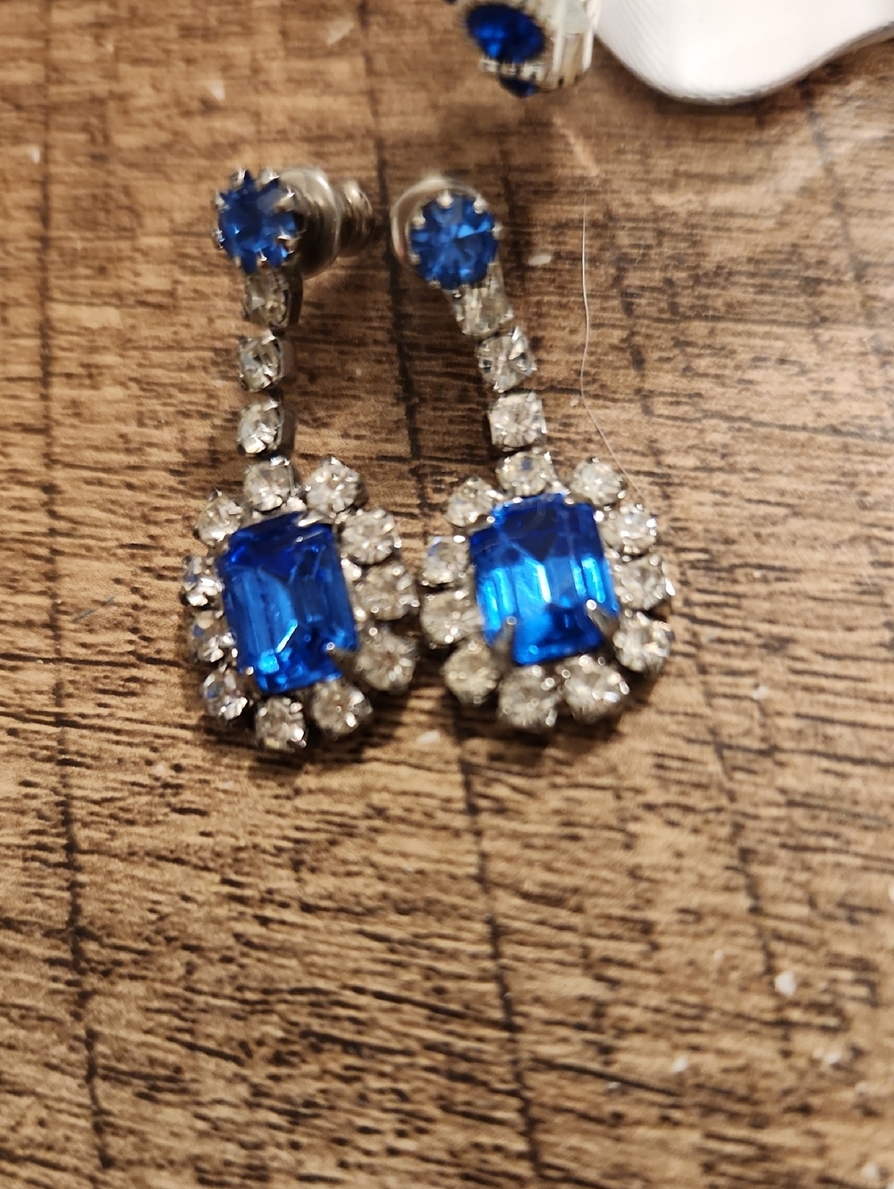 Blue Crystal Drop Earrings and Hoop Set - Picture 2 of 5